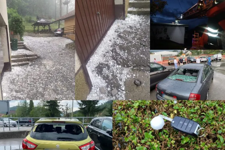 Zaprimljene su dojave o o&scaron;tećenim krovovima, automobilima, sru&scaron;enim stablima na prometnicama, uni&scaron;tenim usjevima. Intervenirali su vatrogasci. 