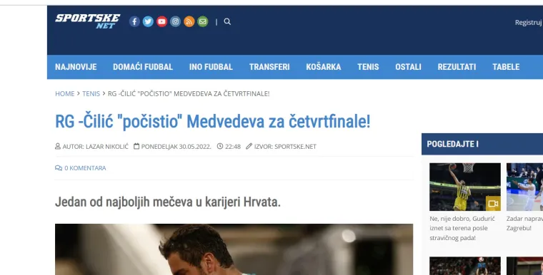 Marinova pobjeda odjeknula u susjedstvu: 'Hrvat razbio Medvedeva, ovo su dobre vijesti za Novaka'