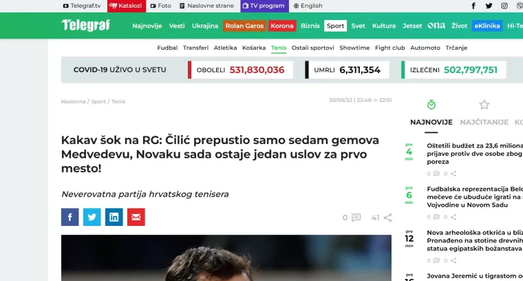 Marinova pobjeda odjeknula u susjedstvu: 'Hrvat razbio Medvedeva, ovo su dobre vijesti za Novaka'