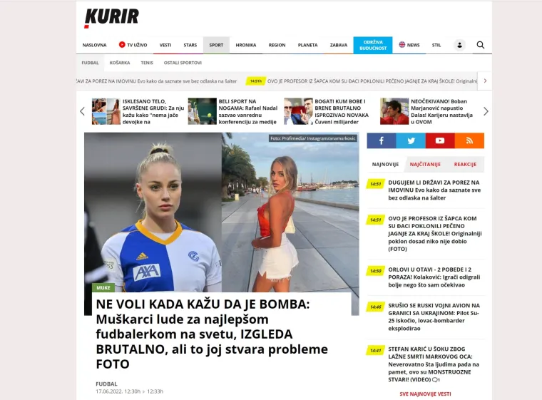 O našoj Ana Mariji pišu svi živi, od Argentine do Engleske: 'Ona je najzgodnija nogometašica na svijetu'