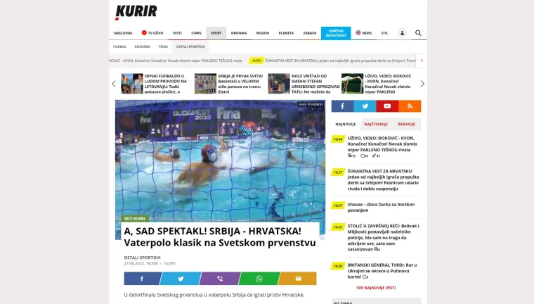 Pobjeda Barakuda odjeknula srpskim portalima, svi najavljuju vaterpolo klasik, evo kad igraju Hrvatska i Srbija
