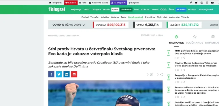 Pobjeda Barakuda odjeknula srpskim portalima, svi najavljuju vaterpolo klasik, evo kad igraju Hrvatska i Srbija