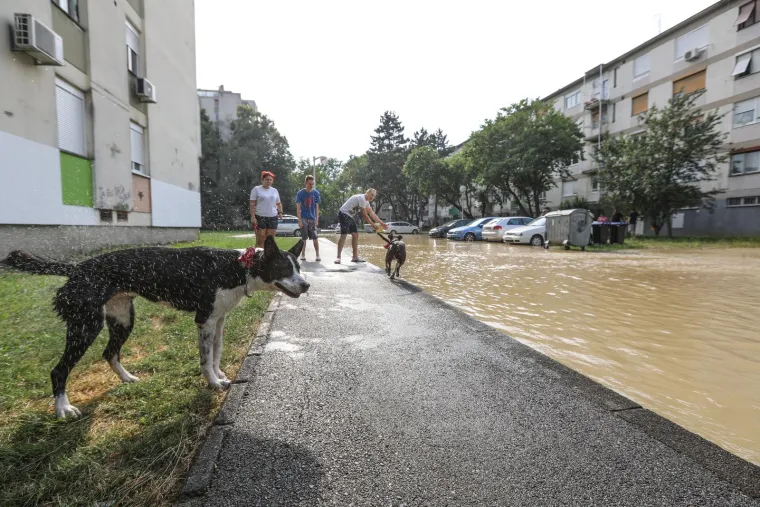 U Gajnicama pukla cijev, poplavljeno parkiralište i okolne ulice: 'Djeca i psi jedini guštaju...'