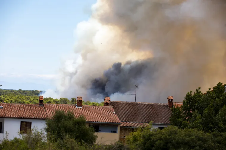Galerija stra&scaron;nih prizora požara u Puli: Veliki oblak gustog dima nad naseljem, vatrogasci se bore sa stihijom