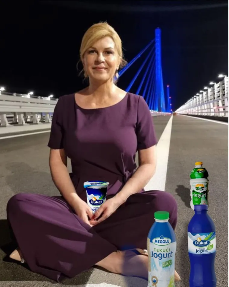 Kolindina fotka na Pelješkom mostu postala viralni hit! Pogledajte najbolje fore na račun bivše predsjednice