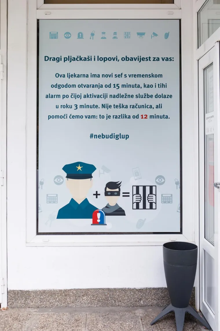 Pljačkaše dočekala nesvakidašnja obavijest na ljekarni u Dubravi, mala lekcija iz osnova matematike