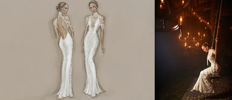Treća je haljina sve prisutne ostavila bez daha! Cijela je bila optočena biserima, ručno rađenom čipkom i detaljima od Swarovski kristala. Ova raskošna vjenčanica skrojena je u obliku sirene, nije imala rukave, a oko vrata joj je bila prišivena ogromna ogrlica od bisera. Imajući u vidu da je cijela ručno rađena i da je za nju utrošeno dosta bisera i najjfinije čipke, kao i više od 11.000 Swarovski kristala, procjenjuje se da je koštala oko dva milijuna dolara.
