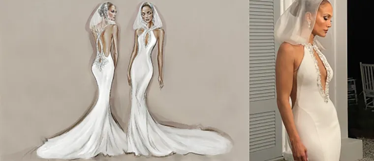 Druga (zapravo treća) haljina je bila sirena kroja s izrezom oko vrata ukrašenim Swarovski kristalima. 