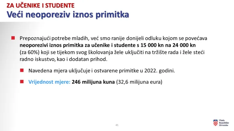 Premijer je najavio veće stipendije za studente i potpore studentskim centrima kako bi im cijena hrane ostala nepromijenjena.