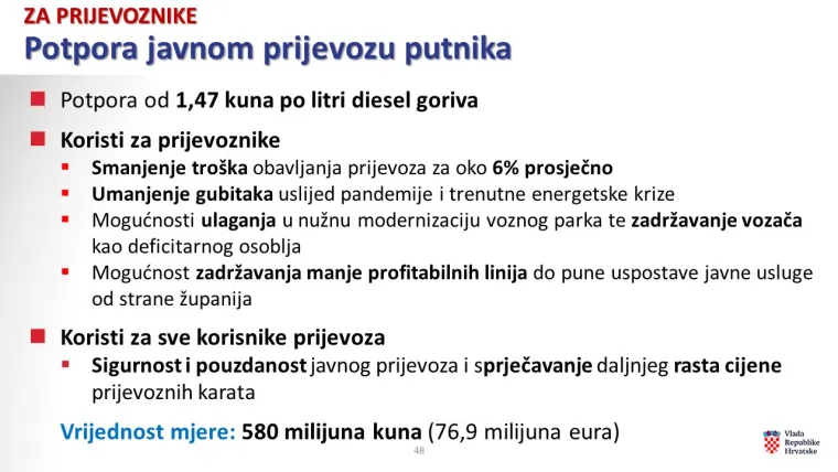 Potporu od 1,47 kuna po litri dizela mogu očekivati prijevoznici, a za energetsku učinkovitost kuća i vi&scaron;estambenih zgrada, potpore su gotovo milijardu kuna.