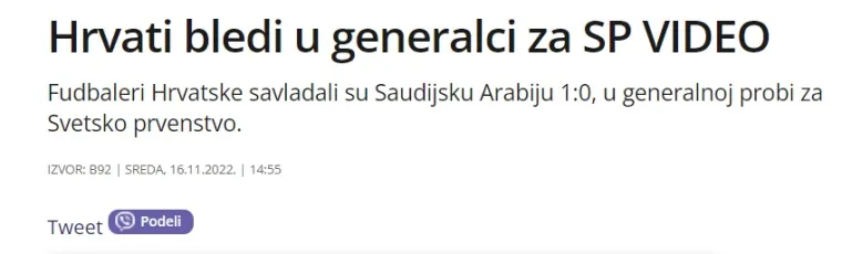 Srpski mediji o Vatrenima: 'Hrvati su bili blijedi i izbjegli bruku protiv jedne od najslabijih reprezentacija svijeta'