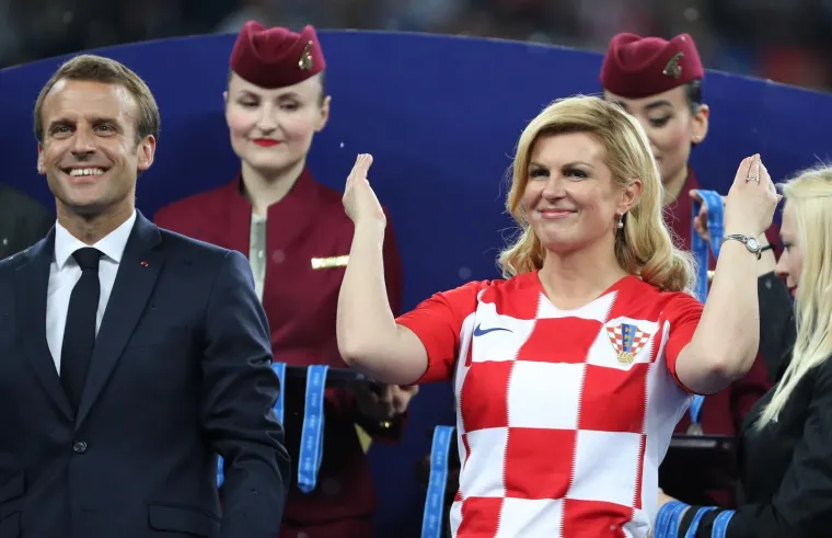 15.07.2018., stadion Luznjiki, Moskva, Rusija - Svjetsko nogometno prvenstvo 2018., finale, Francuska - Hrvatska. Emmanuel Macron, Kolinda Grabar-Kitarovic. Photo: Igor Kralj/PIXSELL
