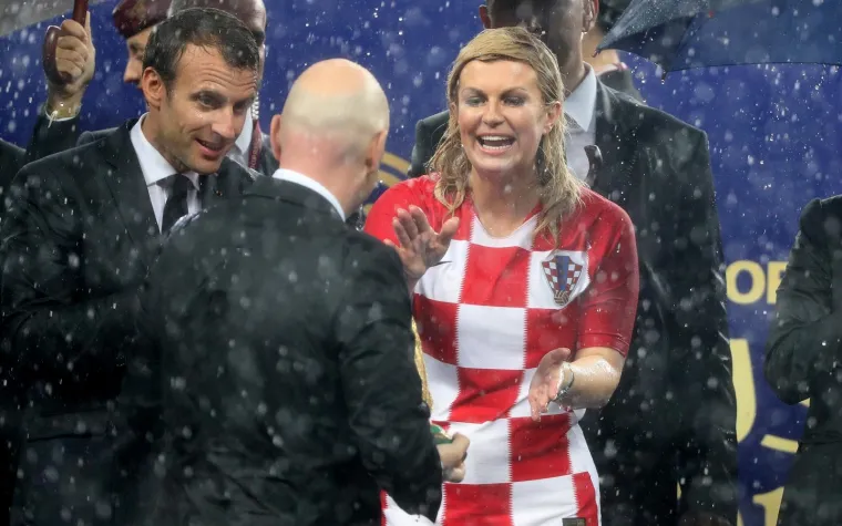 15.07.2018., stadion Luznjiki, Moskva, Rusija - Svjetsko nogometno prvenstvo 2018., finale, Francuska - Hrvatska. Emmanuel Macron, Kolinda Grabar-Kitarovic, Gianni Infantino Photo: Igor Kralj/PIXSELL