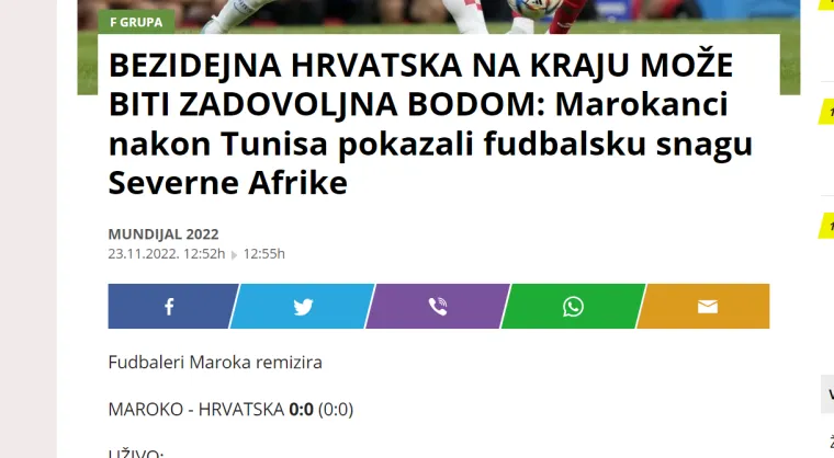 Pogledajte &scaron;to srpski mediji pi&scaron;u o nastupu Vatrenih: 'Hrvati kilavi u prvom meču na Mundijalu. Mogu biti sretni bodom'