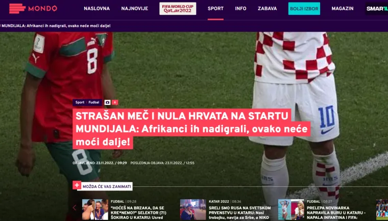 Pogledajte &scaron;to srpski mediji pi&scaron;u o nastupu Vatrenih: 'Hrvati kilavi u prvom meču na Mundijalu. Mogu biti sretni bodom'