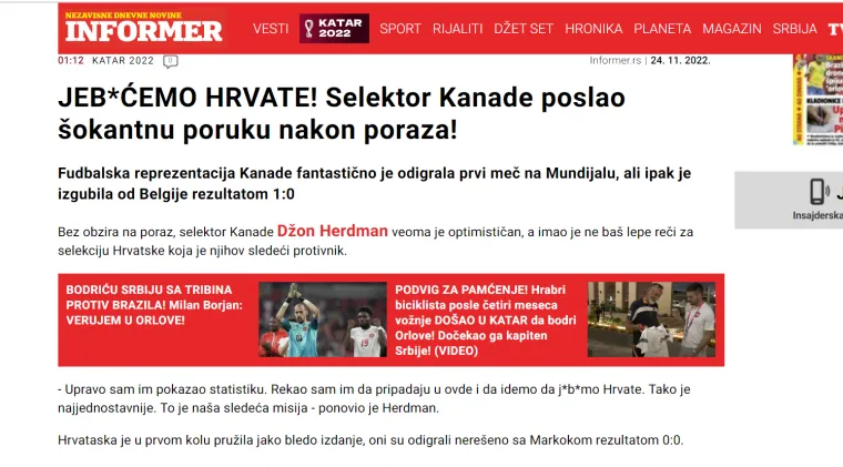 Prostačka izjava na račun Hrvatske odjeknula srpskim i bosanskim medijima: 'Poslao je šokantnu poruku pa se nasmijao'