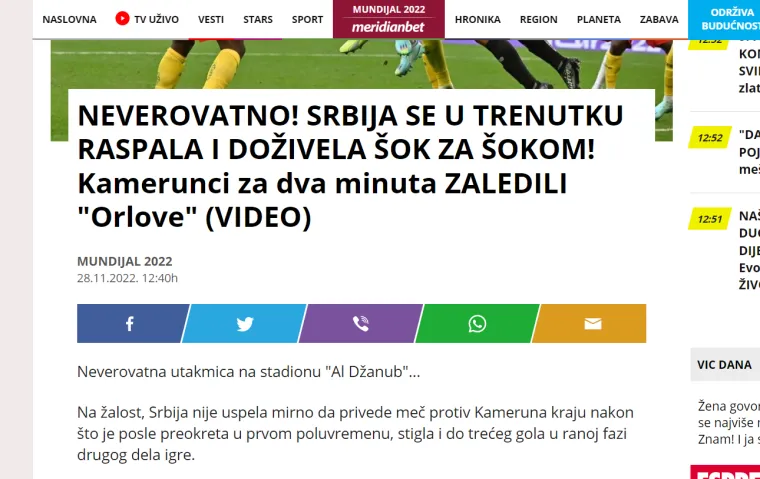 Srpski portali u &scaron;oku nakon nevjerojatne utakmice, jedan je posebno briljirao s porukom Orlovima