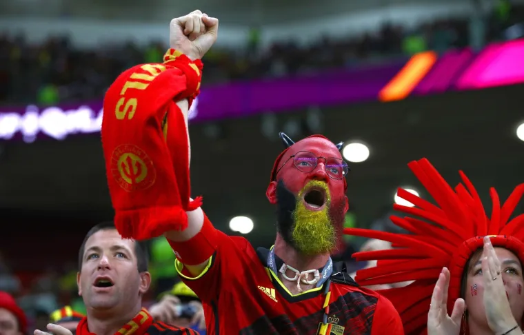 Zanimljivi prizori s utakmice Hrvatske i Belgije. Na tribinama snimljen navijač sa zastra&scaron;ujućom maskom