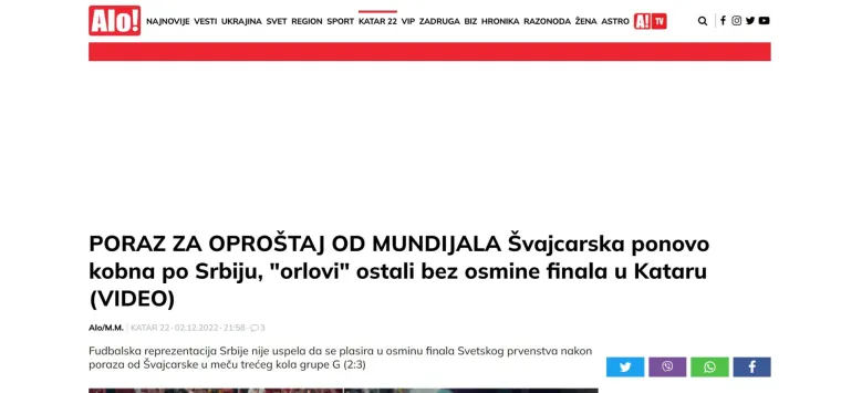 Srpski mediji u &scaron;oku nakon ispadanja Orlova: 'Uzalud loženje - &scaron;amar realnosti nas vratio kući'