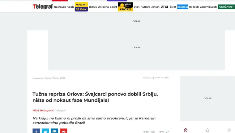 Srpski mediji u &scaron;oku nakon ispadanja Orlova: 'Uzalud loženje - &scaron;amar realnosti nas vratio kući'