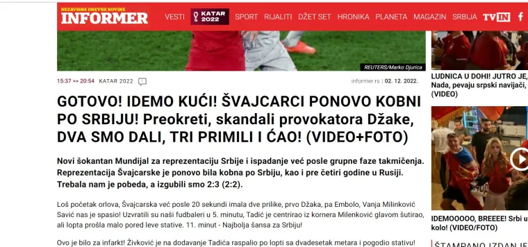 Srpski mediji u &scaron;oku nakon ispadanja Orlova: 'Uzalud loženje - &scaron;amar realnosti nas vratio kući'