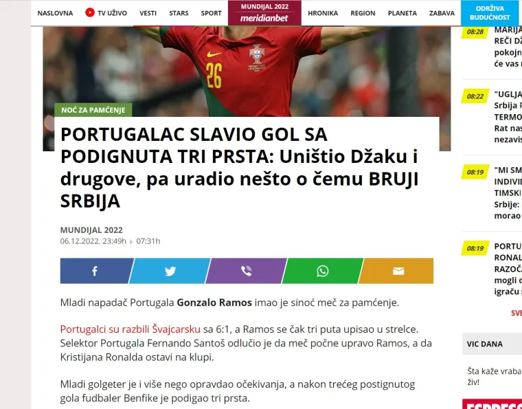 Srpski portali slave potez portugalskog junaka: 'Uništio Xhaku i drugove pa učinio nešto o čemu bruji Srbija'