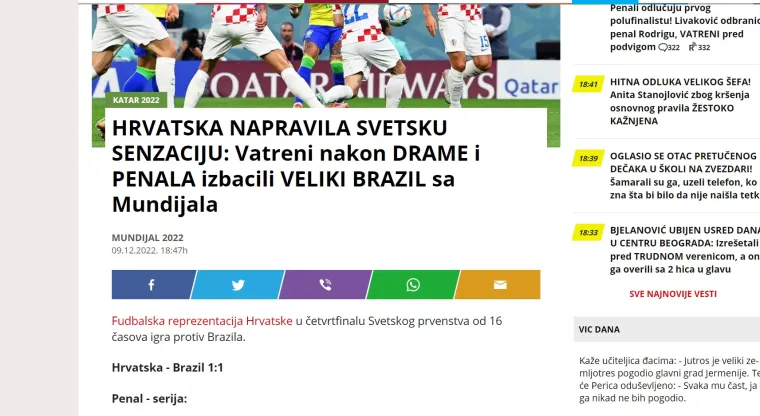 Srpski mediji naklonili se Hrvatskoj kao nikada do sada: 'Hrvatska napravila svjetsku senzaciju'