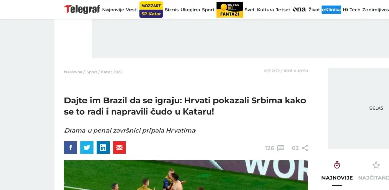 Srpski mediji naklonili se Hrvatskoj kao nikada do sada: 'Hrvatska napravila svjetsku senzaciju'