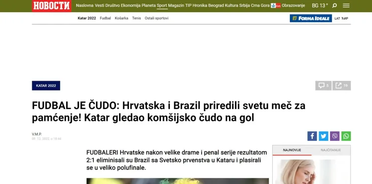Srpski mediji naklonili se Hrvatskoj kao nikada do sada: 'Hrvatska napravila svjetsku senzaciju'