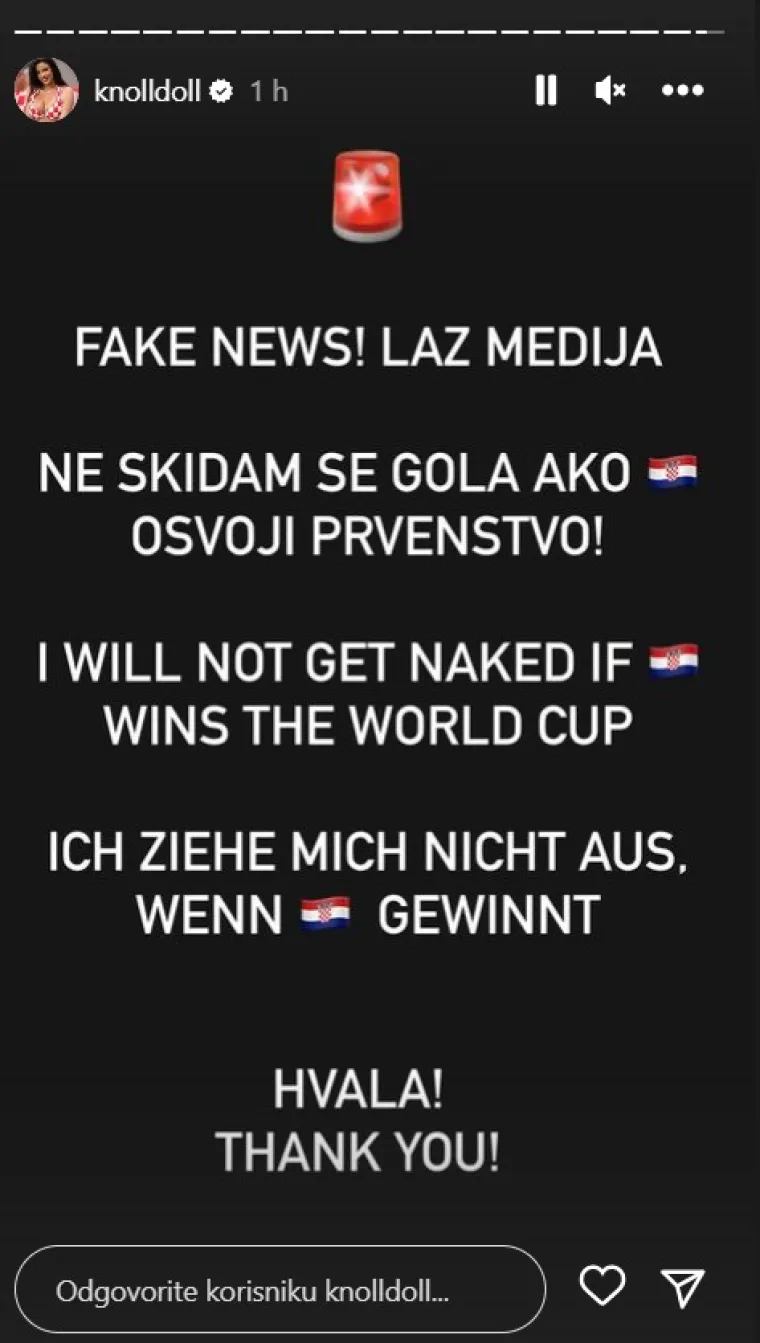 Nakon obećanja koje je zagolicalo maštu cijelom svijetu, oglasila se Ivana Knoll: Njezine riječi mnoge će razočarati