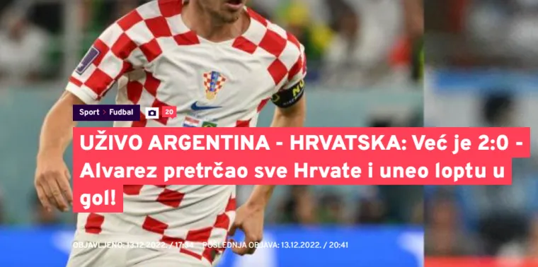Srpski mediji raspisali se nakon dvojbenog penala Argentine i drugog pogotka: 'Hrvati plaćaju kaznu'