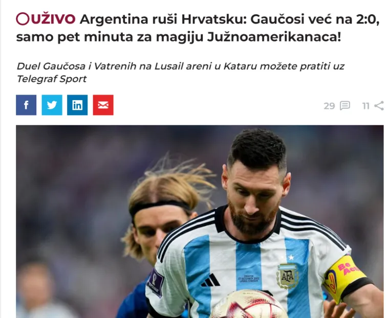 Srpski mediji raspisali se nakon dvojbenog penala Argentine i drugog pogotka: 'Hrvati plaćaju kaznu'