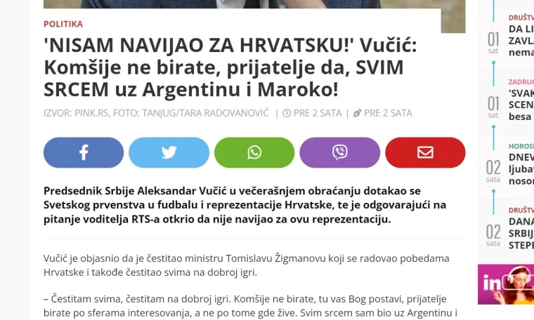 Srpski portali jedva dočekali Vučićevu izjavu o Hrvatskoj: 'Jasno im je dao do znanja...'