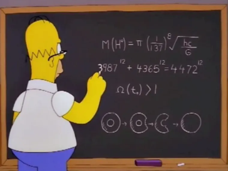 Epizoda iz 1998. godine prikazuje Homera koji stoji pored ploče s ogromnom jednadžbom, koja je jako slična onoj objavljenoj 14 godina kasnije o predviđanju mase Higgsovog bozona, tj. Božja čestica.
