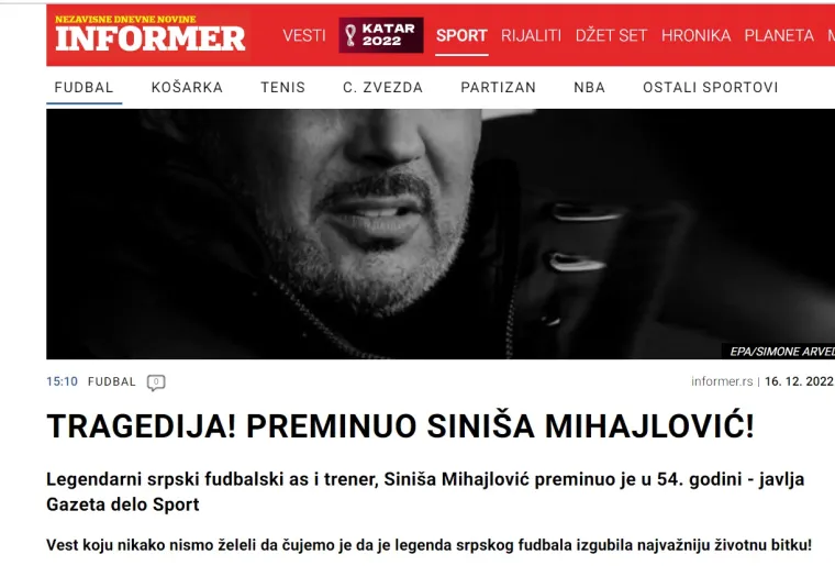 Svi se opraštaju od legendarnog MihajlovIća, pogledajte što pišu tamošnji mediji: 'Miha nije izdržao'