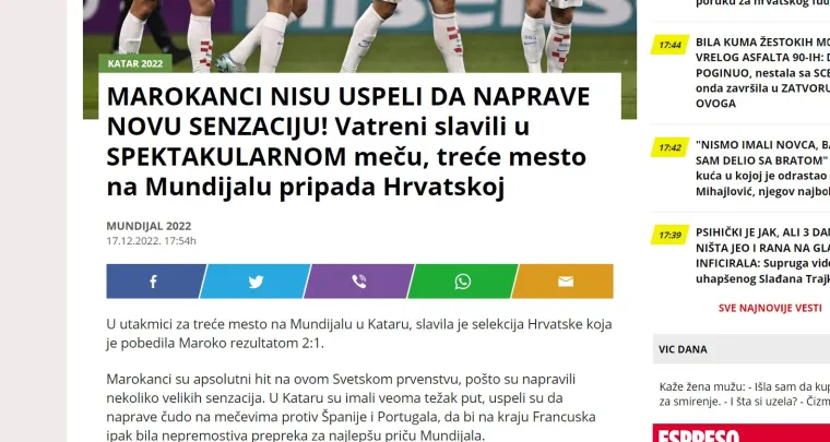 Srpski mediji naklonili se našim junacima kao nikada do sada: 'Svijet je vidio zašto su Vatreni'