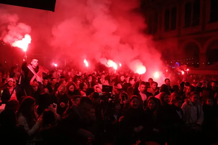 Split: Navijači nakon pobjede Hrvatske nad Marokom