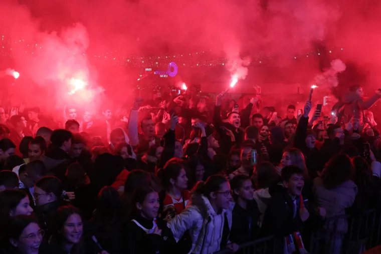 Split: Navijači nakon pobjede Hrvatske nad Marokom