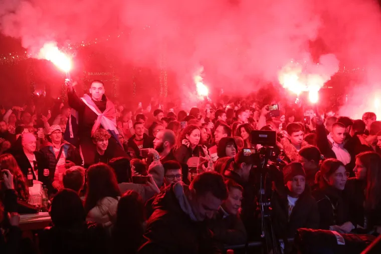 Split: Navijači nakon pobjede Hrvatske nad Marokom