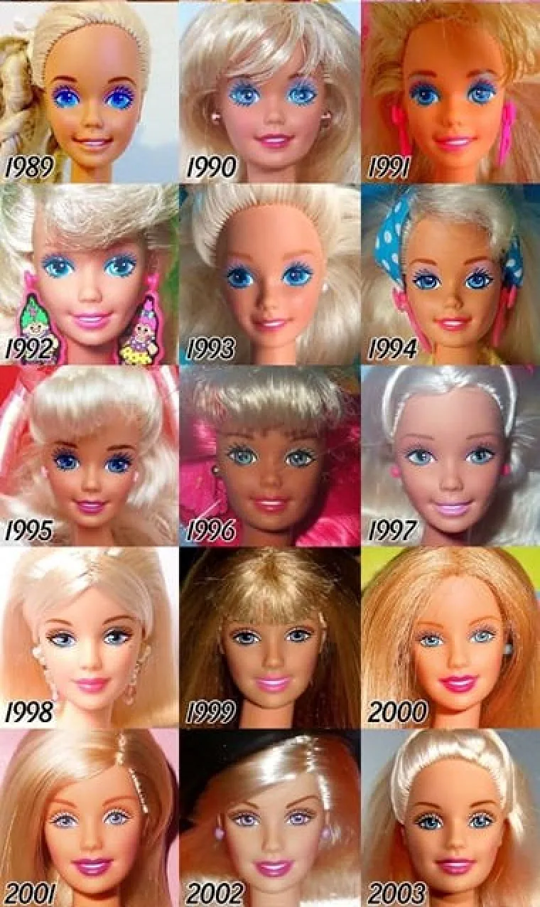 Totally Hair Barbie iz 1992. je imala dugačku plavu kosu koja joj je sezala do gležnjeva i neonsku minicu koja joj je jedva pokrivala stražnjicu. 1999. godine je Mattel je izdao Barbie “Generation Girl”, koja nikad nije izašla iz kuće bez svoje traper jakne. Jedna žena je dodala da su njoj Barbie lutke iz devedesetih bile najljepše: &quot;90-ih su bile najljepše barbike, čuvam ih za svoju curicu.&quot;