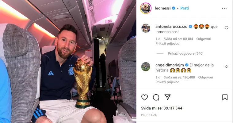4. Messi s trofejom sa SP-a: Ova fotka skupila je 39 milijuna lajkova. 