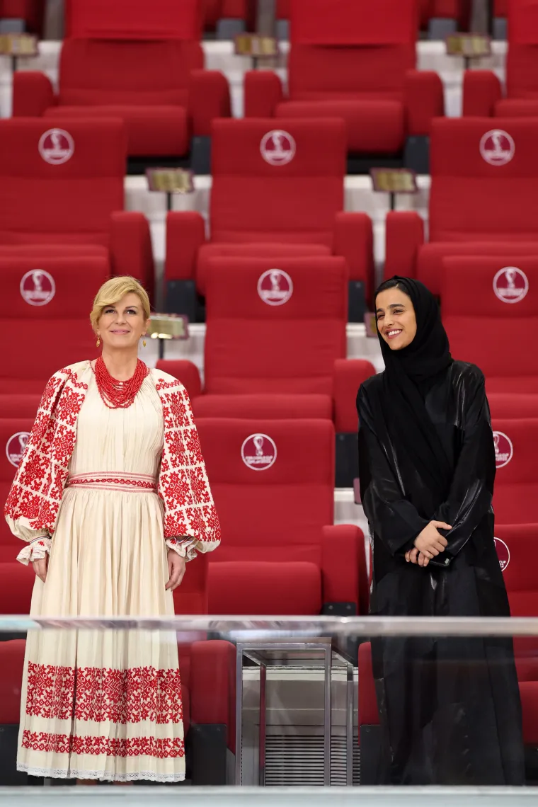 Khalifa International stadion, Katar - FIFA Svjetsko prvenstvo, skupina F, 2. kolo, Hrvatska - Kanada. Kolinda Grabar- Kitarović u narodnoj no&scaron;nji