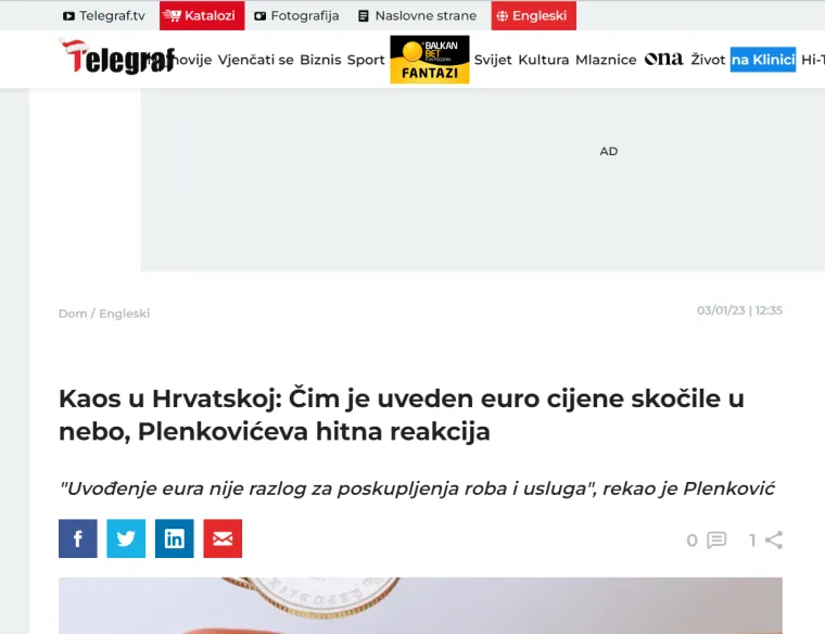 Srpski mediji se raspisali o divljačkom dizanju cijena u Hrvatskoj: 'Hrvati u mukama, čim je uveden euro nastao je kaos'