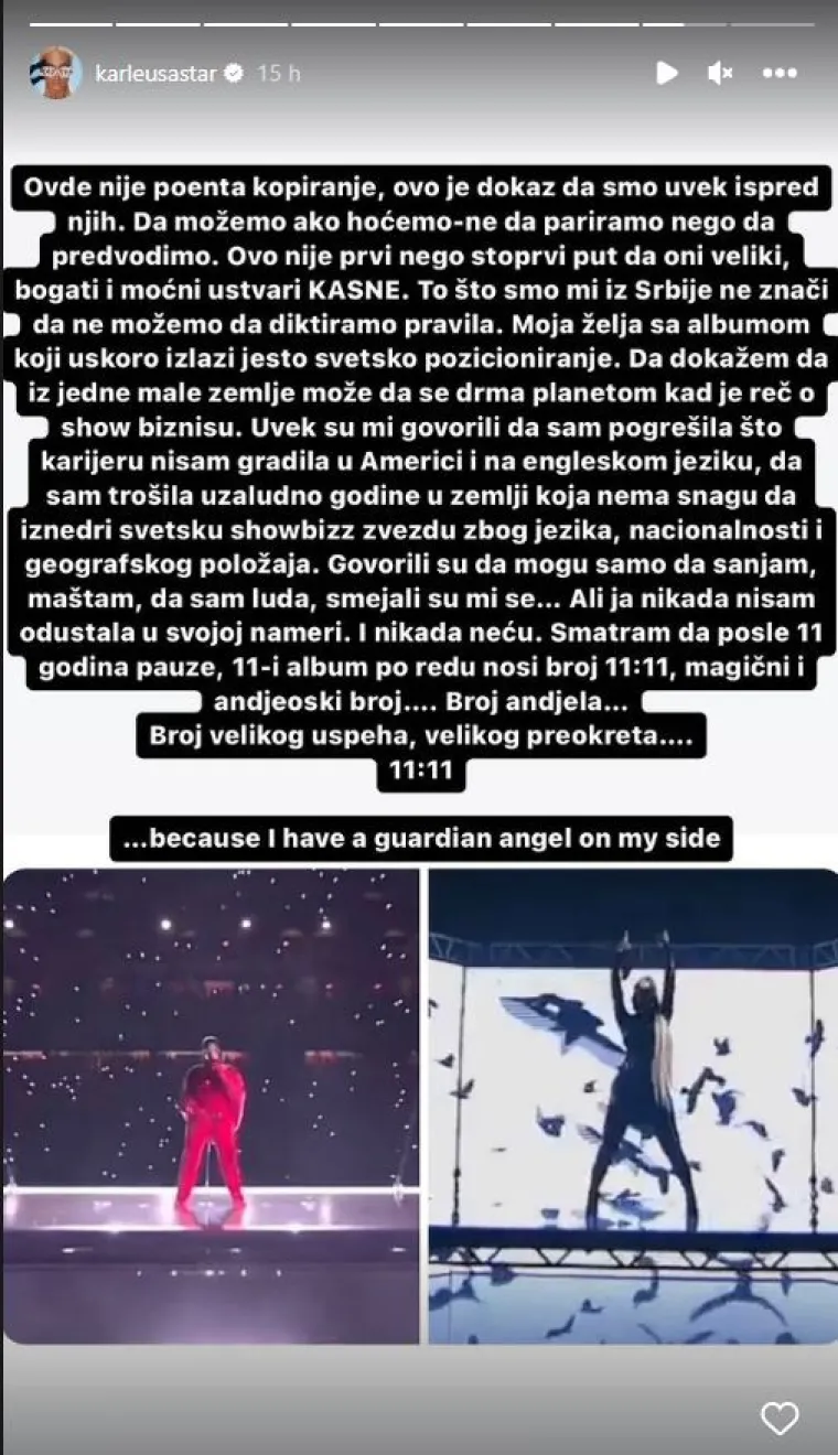 Karleuša tvrdi da je Rihanna iskopirala njen nastup: 'Ovo nije prvi nego 101. put da oni veliki bogati i moćni ustvari kasne'