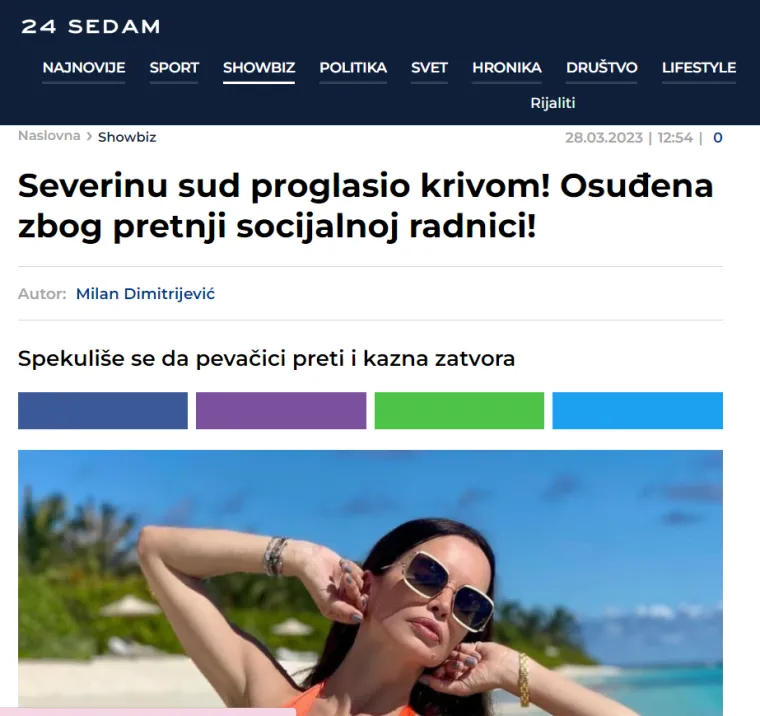 Srpski mediji se raspisali o Severini: Evo kako su reagirali na presudu