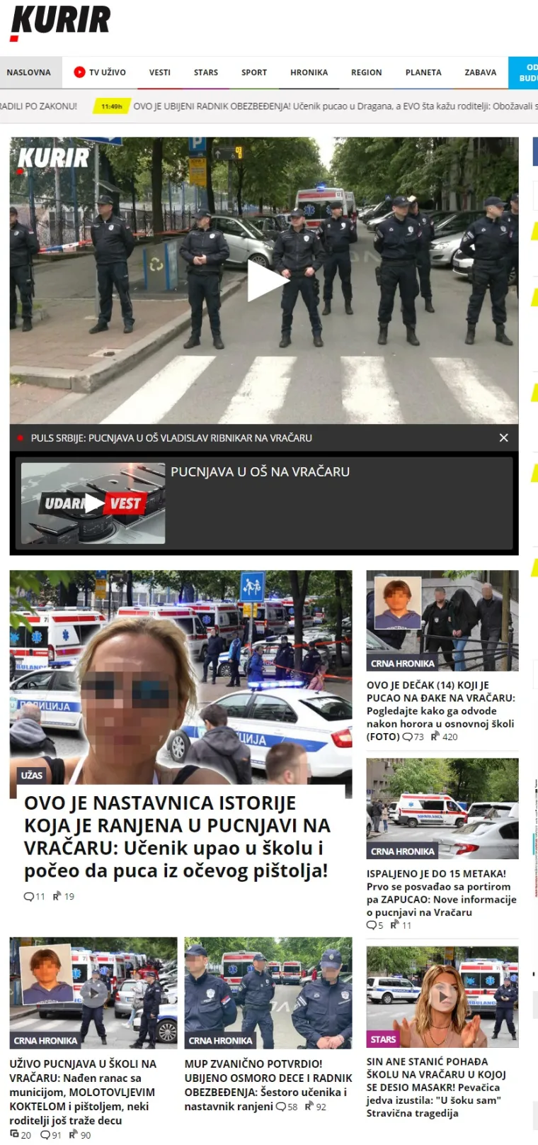 Srbija zavijena u crno, pogledajte kako izgledaju naslovnice njihovih portala: Tuga, očaj i &scaron;okantna svjedočanstva učenika