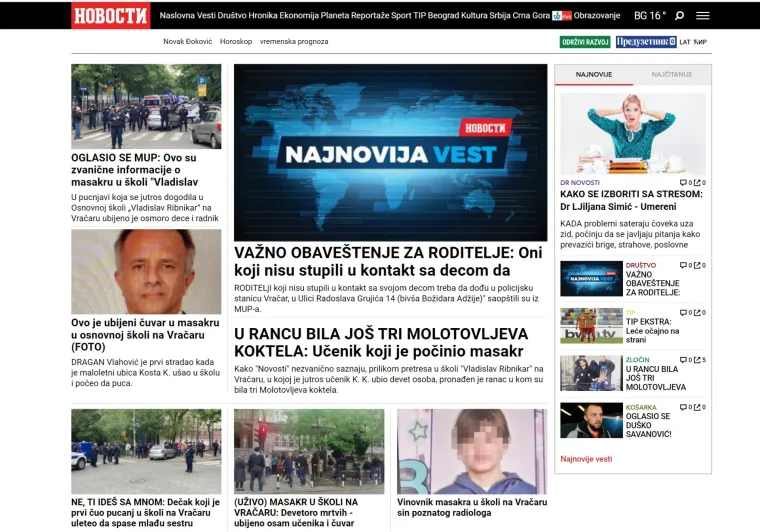 Srbija zavijena u crno, pogledajte kako izgledaju naslovnice njihovih portala: Tuga, očaj i &scaron;okantna svjedočanstva učenika