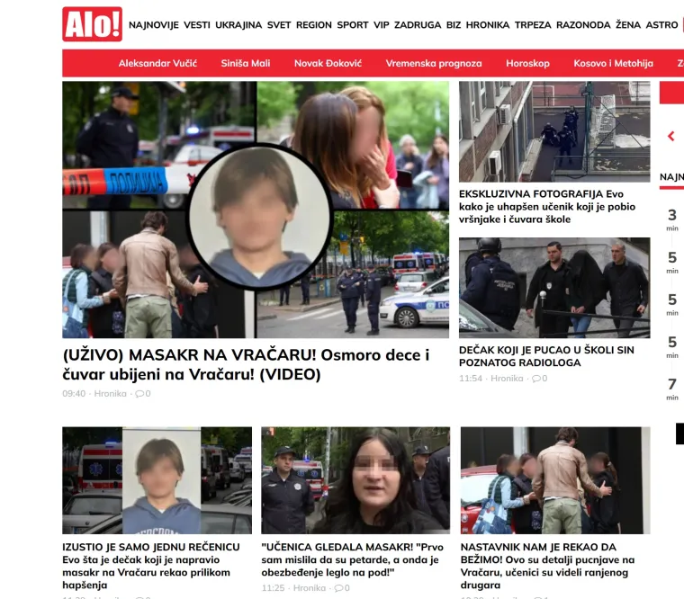 Srbija zavijena u crno, pogledajte kako izgledaju naslovnice njihovih portala: Tuga, očaj i &scaron;okantna svjedočanstva učenika