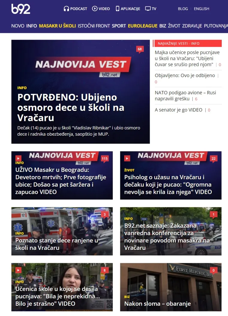 Srbija zavijena u crno, pogledajte kako izgledaju naslovnice njihovih portala: Tuga, očaj i &scaron;okantna svjedočanstva učenika