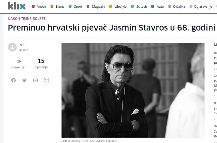 Vijest o smrti Jasmina Stavrosa odjeknula u regiji, pogledajte što pišu srpski, bosanski, crnogorski i slovenski mediji